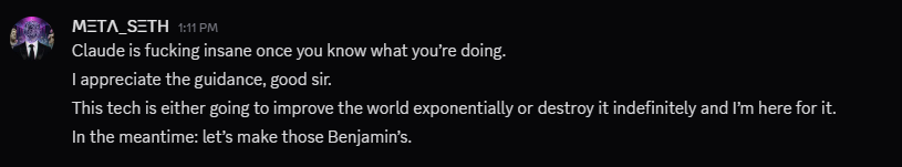 Discord message about working with Joshua
